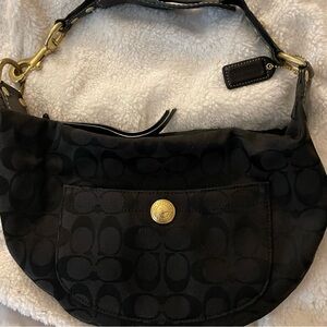 Coach Black Hobo Bag with Gold Chain Strap